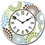 Blue Green & Brown Dots Clock