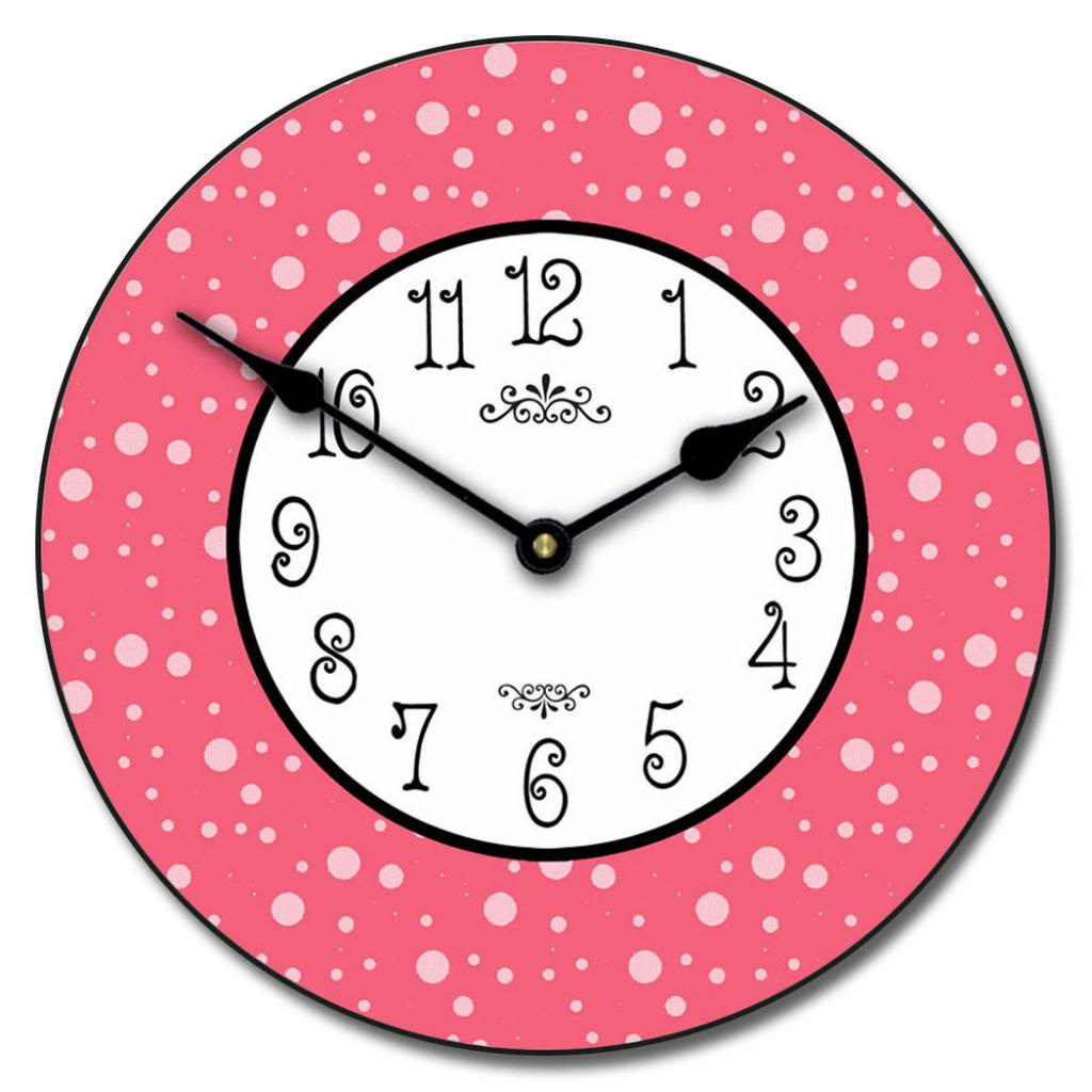 Hot-Pink-Dots-Clock1.jpg Hot Pink Dots Clock - Image 1