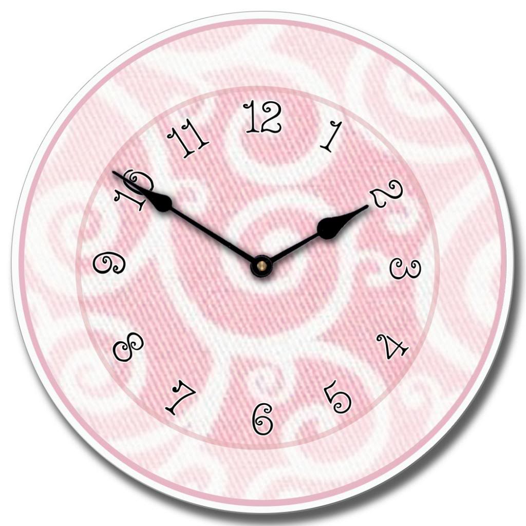 Light-Pink-Swirl-Clock.jpg Light Pink Swirls Clock - Image 1