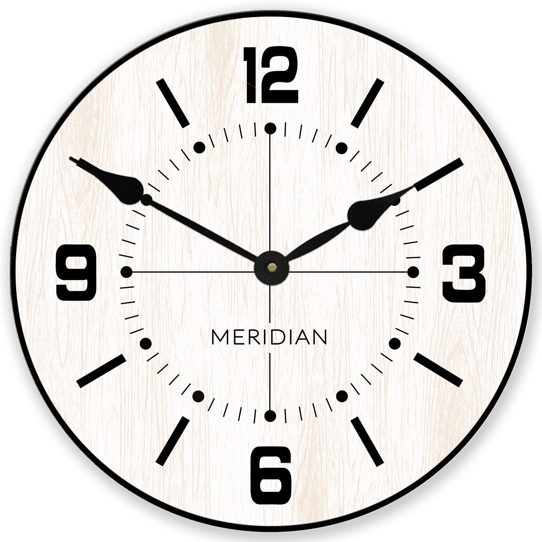 Meridian_White_wood_911a086a-c11b-4b36-98aa-84dd82add9cb.jpg Meridian White Wall Clock - Image 1
