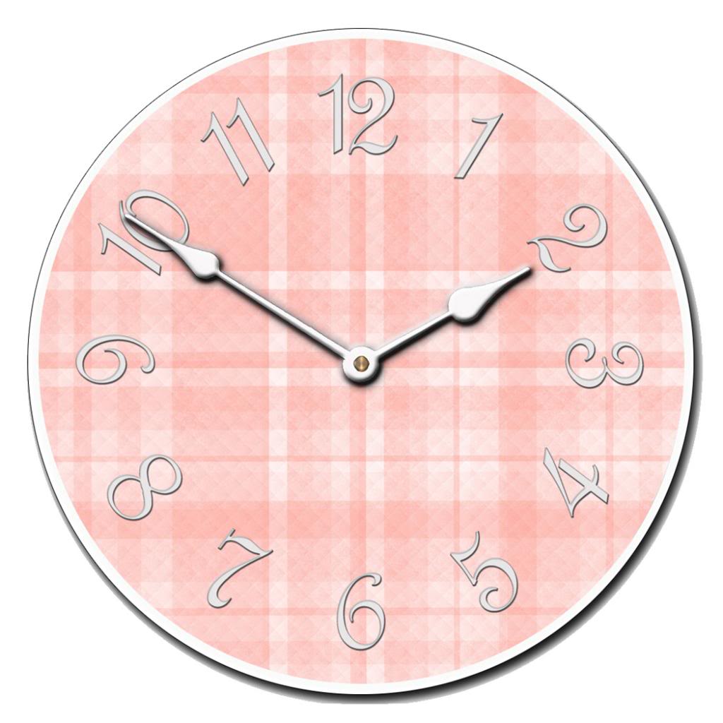 Pink-Plaid-Clock.jpg Pink Plaid Clock - Image 1