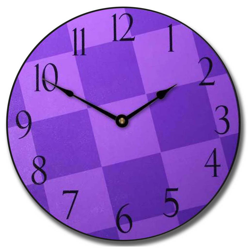 Purple-Check-Clock.jpg Purple Check Clock - Image 1