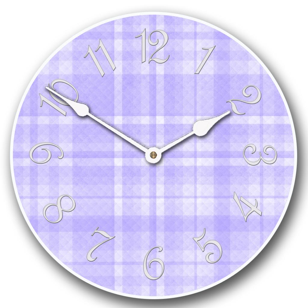 Purple-Plaid-Clock.jpg Purple Plaid Clock - Image 1