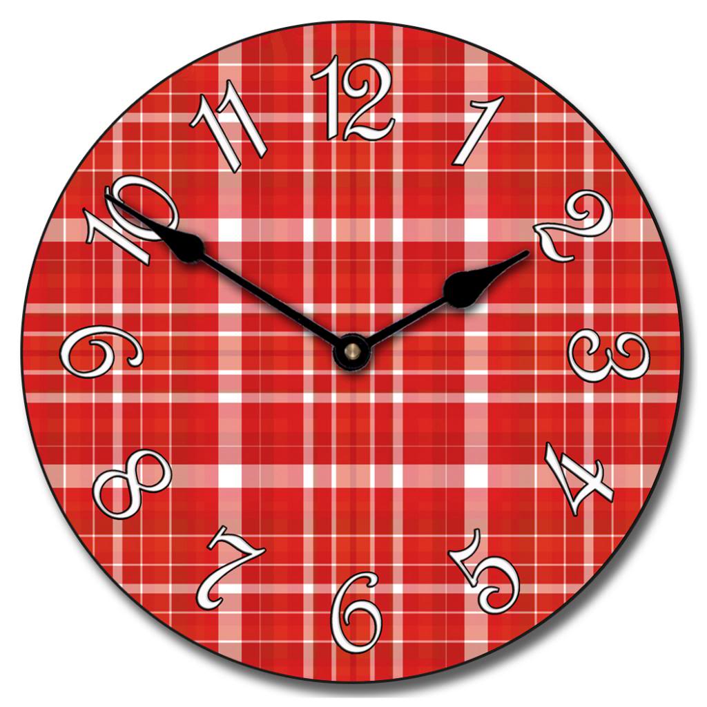 Red-Plaid-Clock.jpg Red Plaid Clock - Image 1