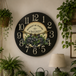 Violets Floral Wall Clock