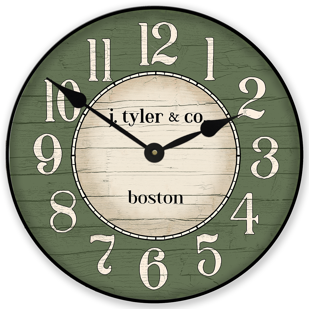 boston_harbor_green.png Boston Harbor Green Wall Clock - Image 1