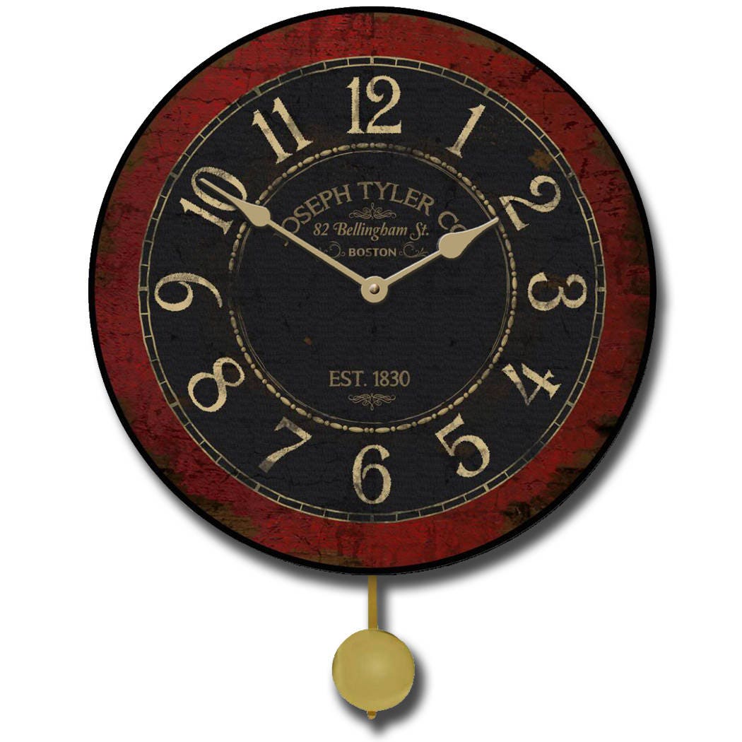il_fullxfull.1199410426_emaw.jpg Bellingham Red Pendulum Wall Clock - Image 1