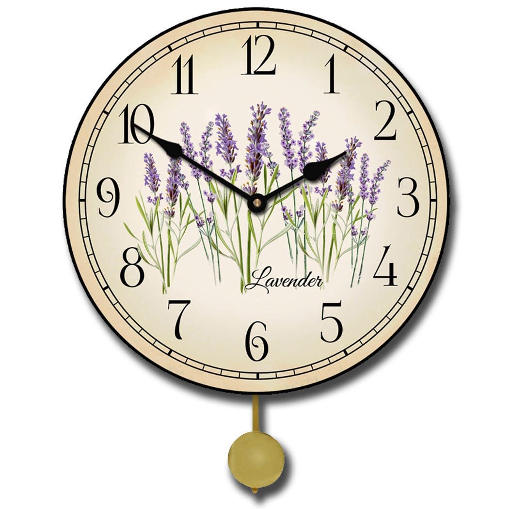 il_fullxfull.1199416576_b54i.jpg Lavender Pendulum Wall Clock - Image 1