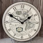 Light Gray Atlas World Map Wall Clock