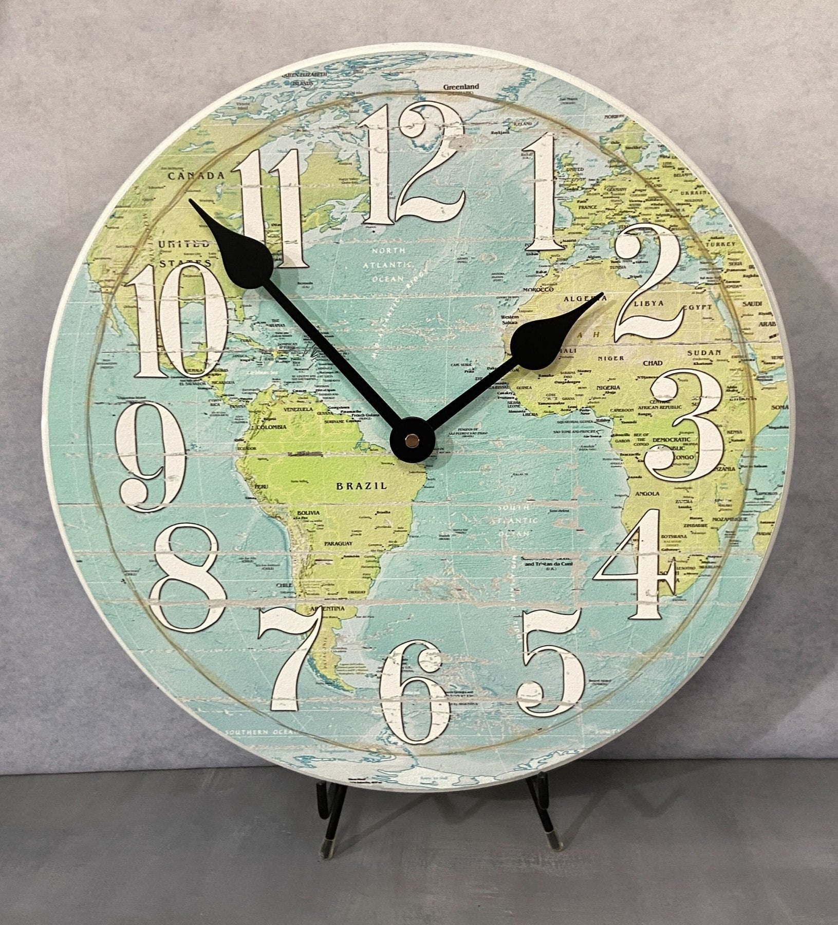 il_fullxfull.5412450050_evn1.jpg Shabby Chic Map Wall Clock - Image 1
