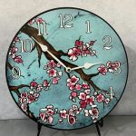 Cherry Blossom Blue Wall Clock
