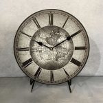 Gray Atlas Map Clock Gray