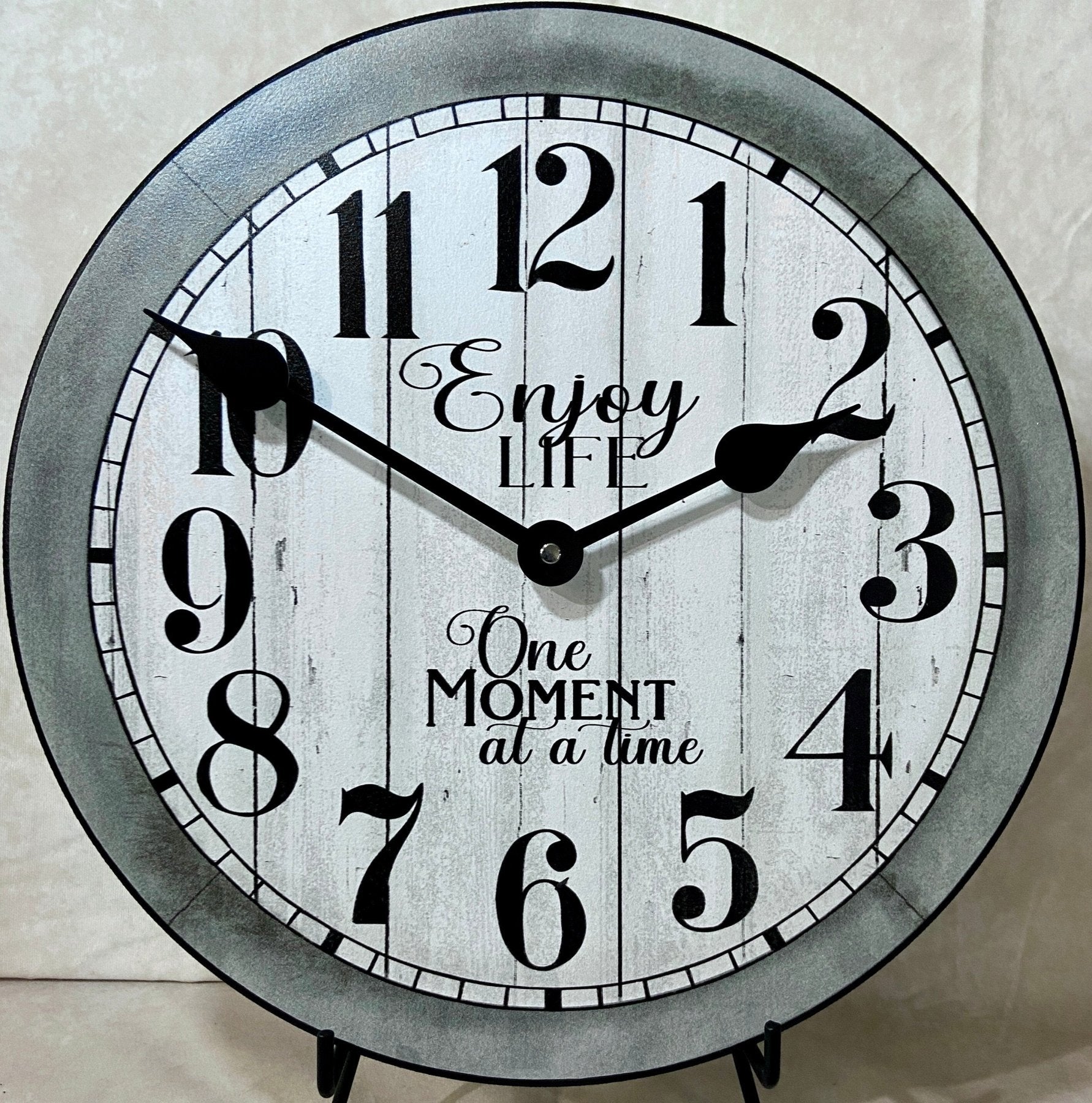 il_fullxfull.5685688302_nn99.jpg Enjoy Life Gray Wall Clock - Image 1