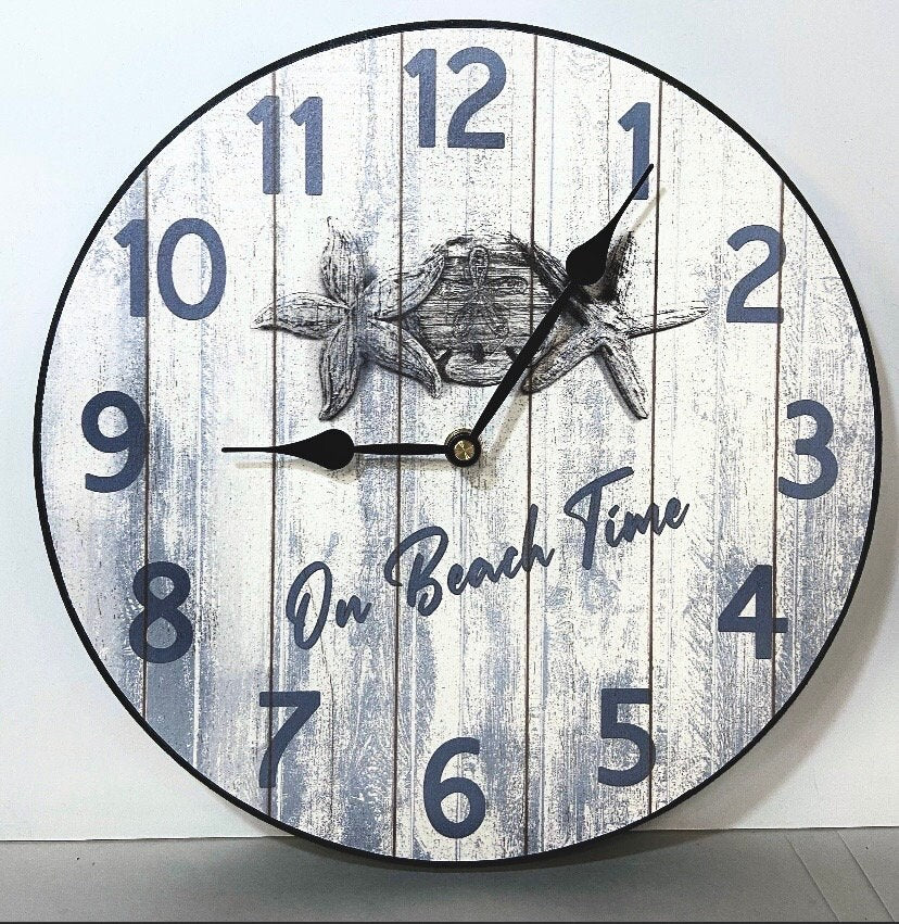 il_fullxfull.5719486966_kqqf.jpg On Beach Time Wall Clock - Image 1