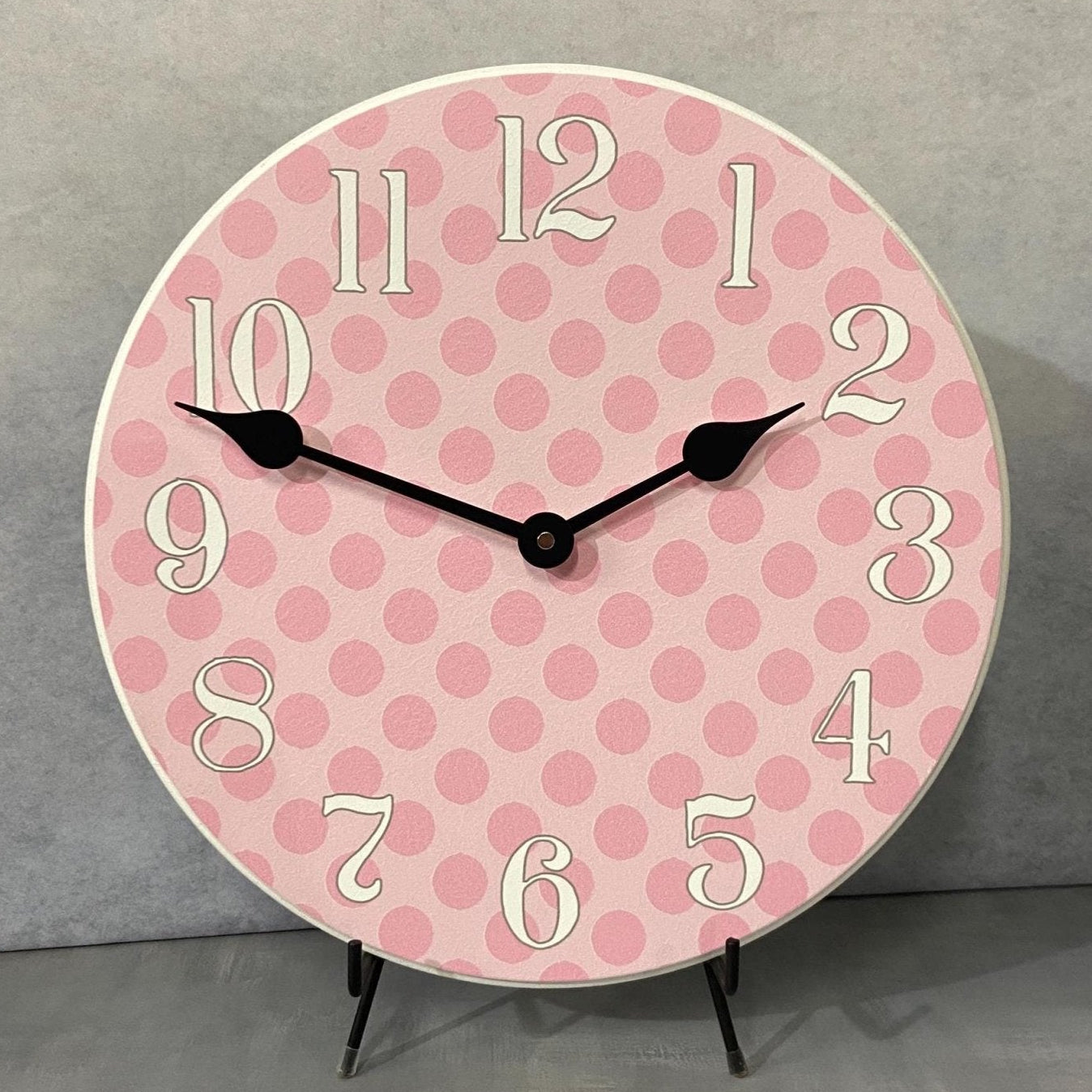 il_fullxfull.6284047572_mkyo.jpg Pink Polka Dot Wall Clock - Image 1
