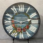 Barnwood Blue Floral Wall Clock