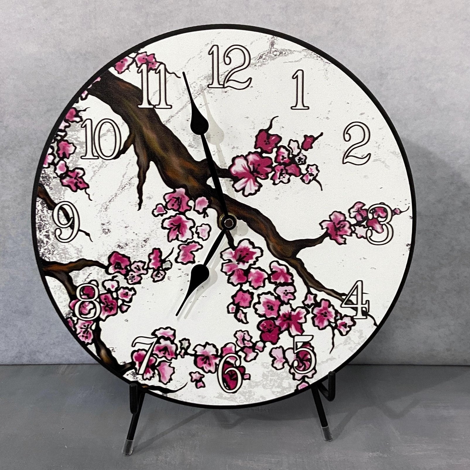 il_fullxfull.6334701691_1pkp.jpg Cherry Blossom White Wall Clock - Image 1