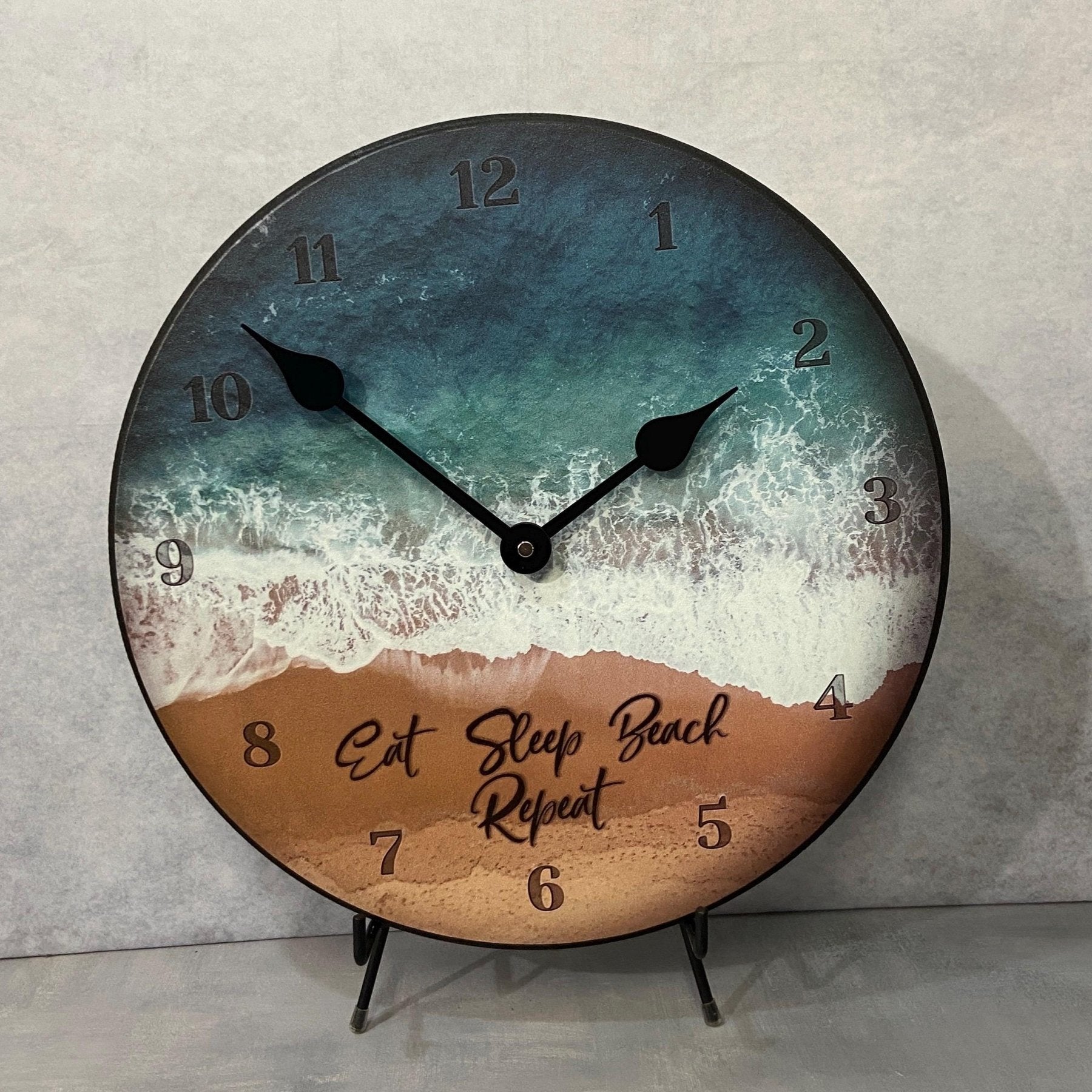 il_fullxfull.6361064406_buj8.jpg Eat Sleep Beach Wall Clock - Image 1