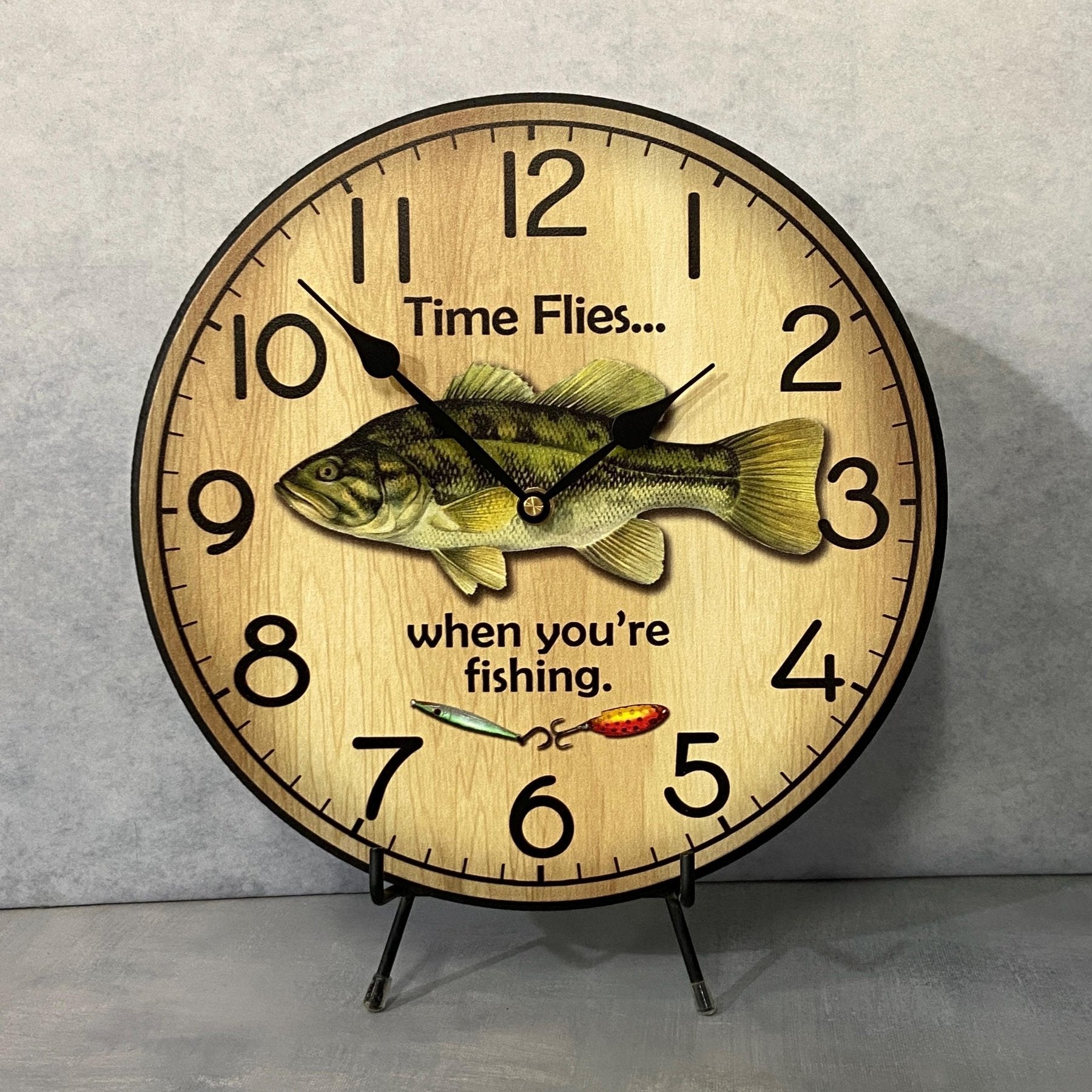 il_fullxfull.6367278299_o120.jpg Time flies Fishing Wall Clock - Image 1
