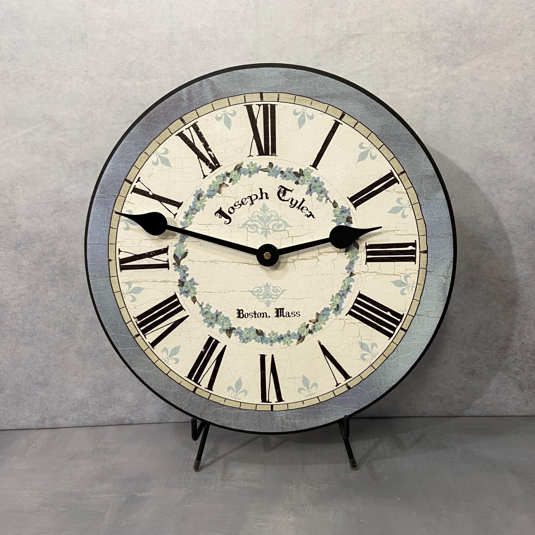 il_fullxfull.6370839442_kfua.jpg Blue Flower Wall Clock - Image 1