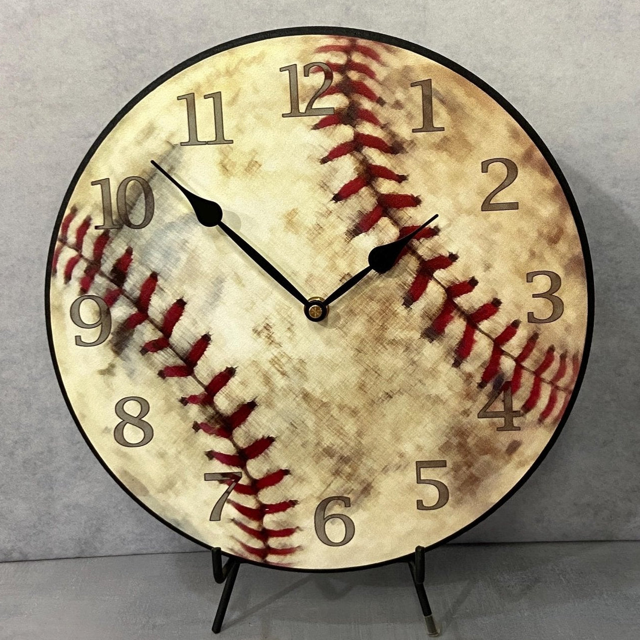 il_fullxfull.6373337904_qtrf.jpg Weathered Baseball Wall Clock - Image 1