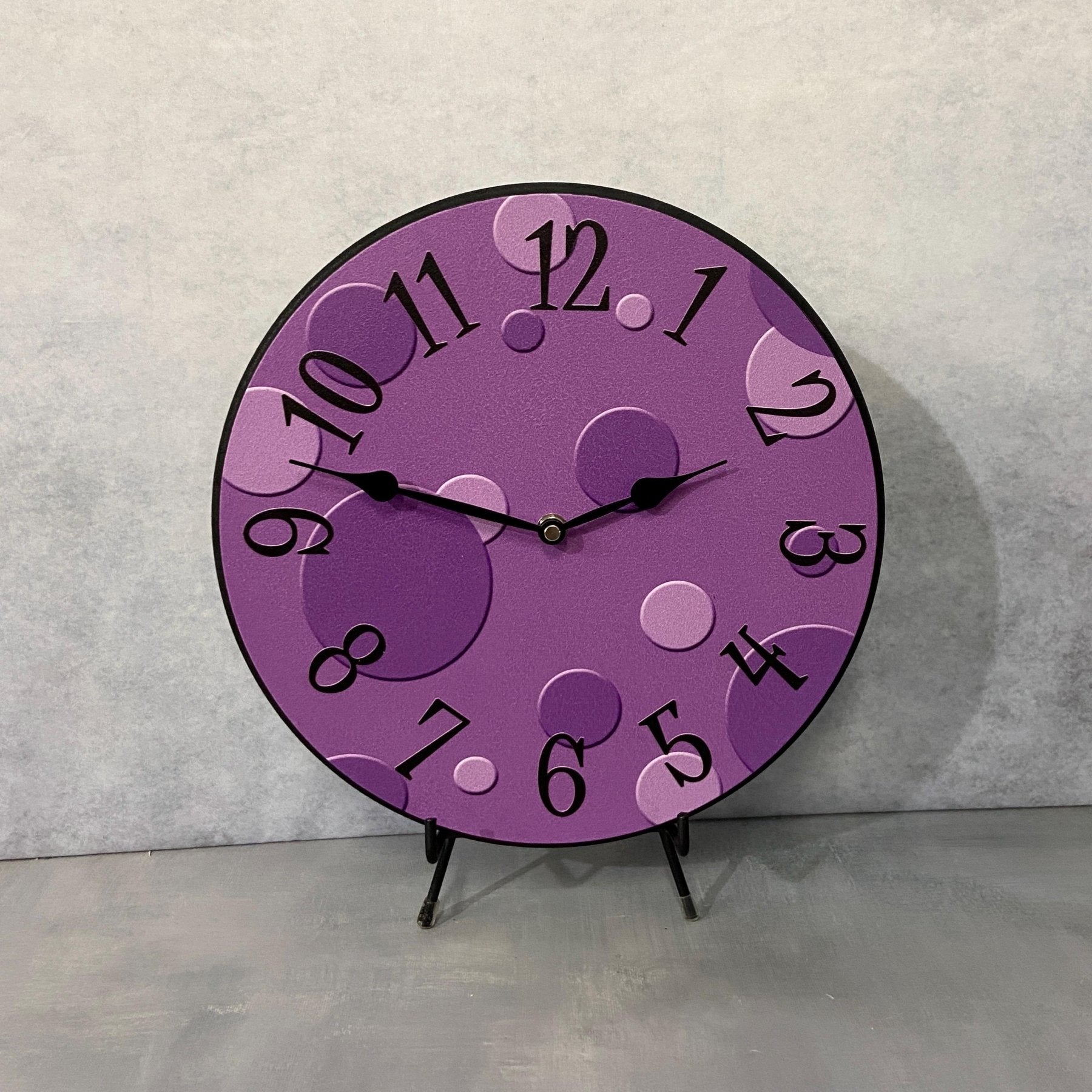 il_fullxfull.6393432662_a644.jpg Purple Bubbles Wall Clock - Image 1