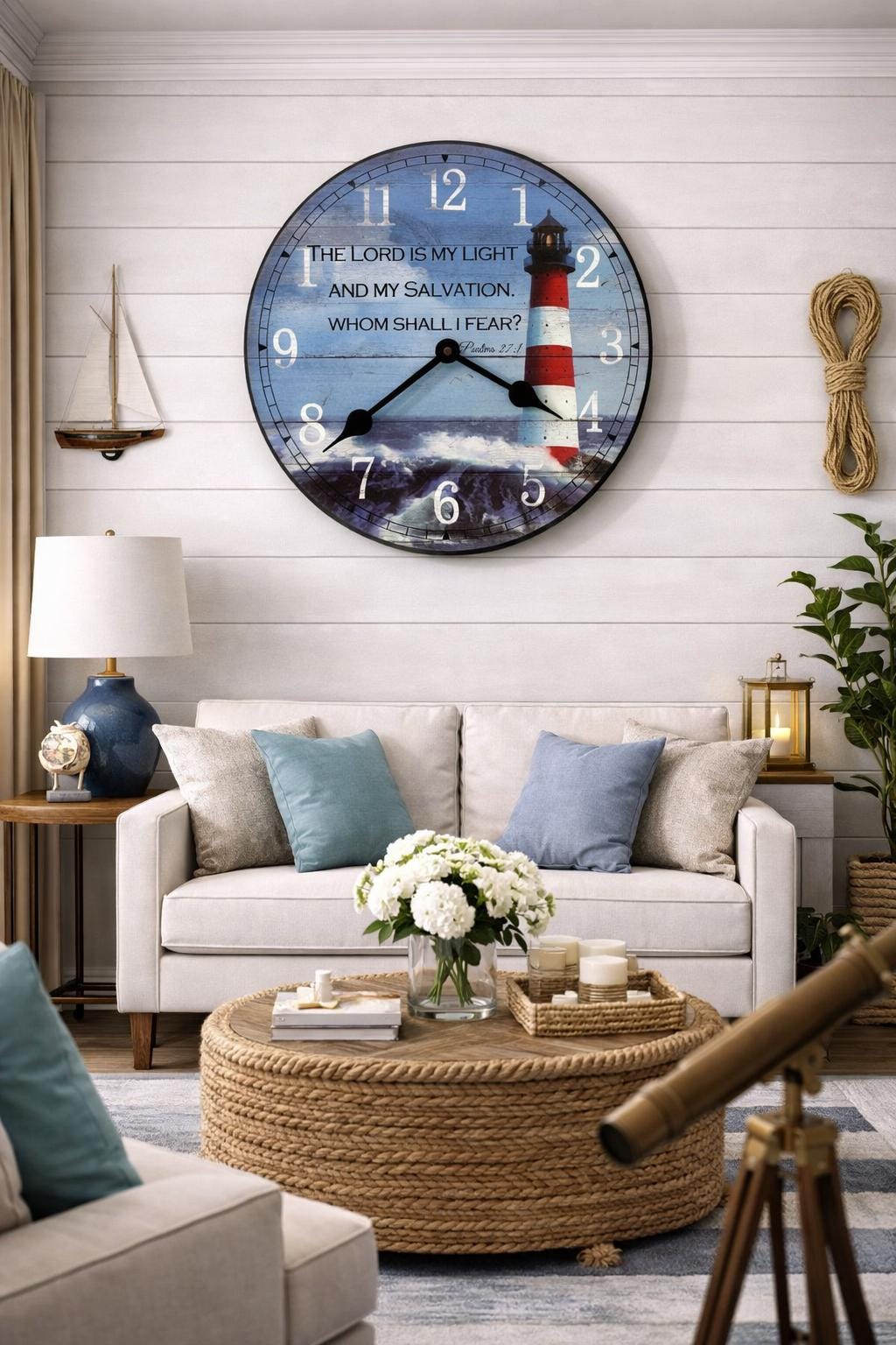il_fullxfull.7679523019_9wst.jpg Lighthouse Wall Clock - Image 1
