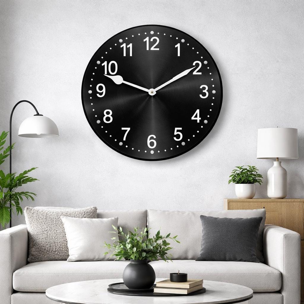 il_fullxfull.7680080010_hsj8.jpg Heavy "Metal" Black Wall Clock - Image 1